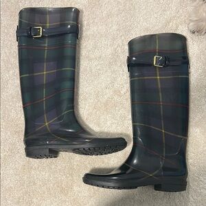 Ralph Lauren Plaid Rain Boots with Buckle